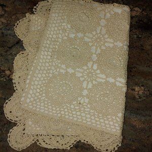 1 Keeco 3D Crocheted Floral Irish Rose Tan Pillow Sham